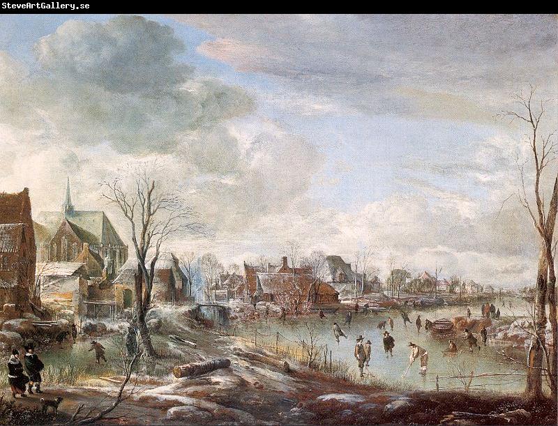 Aert van der Neer with Golfers and Skaters